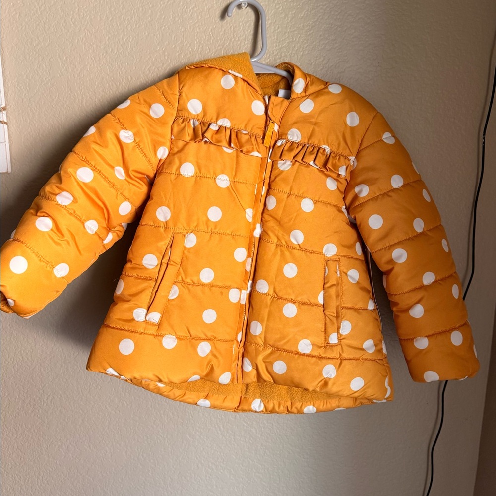 Little Me Orange Polka Dot Puffer Jacket
